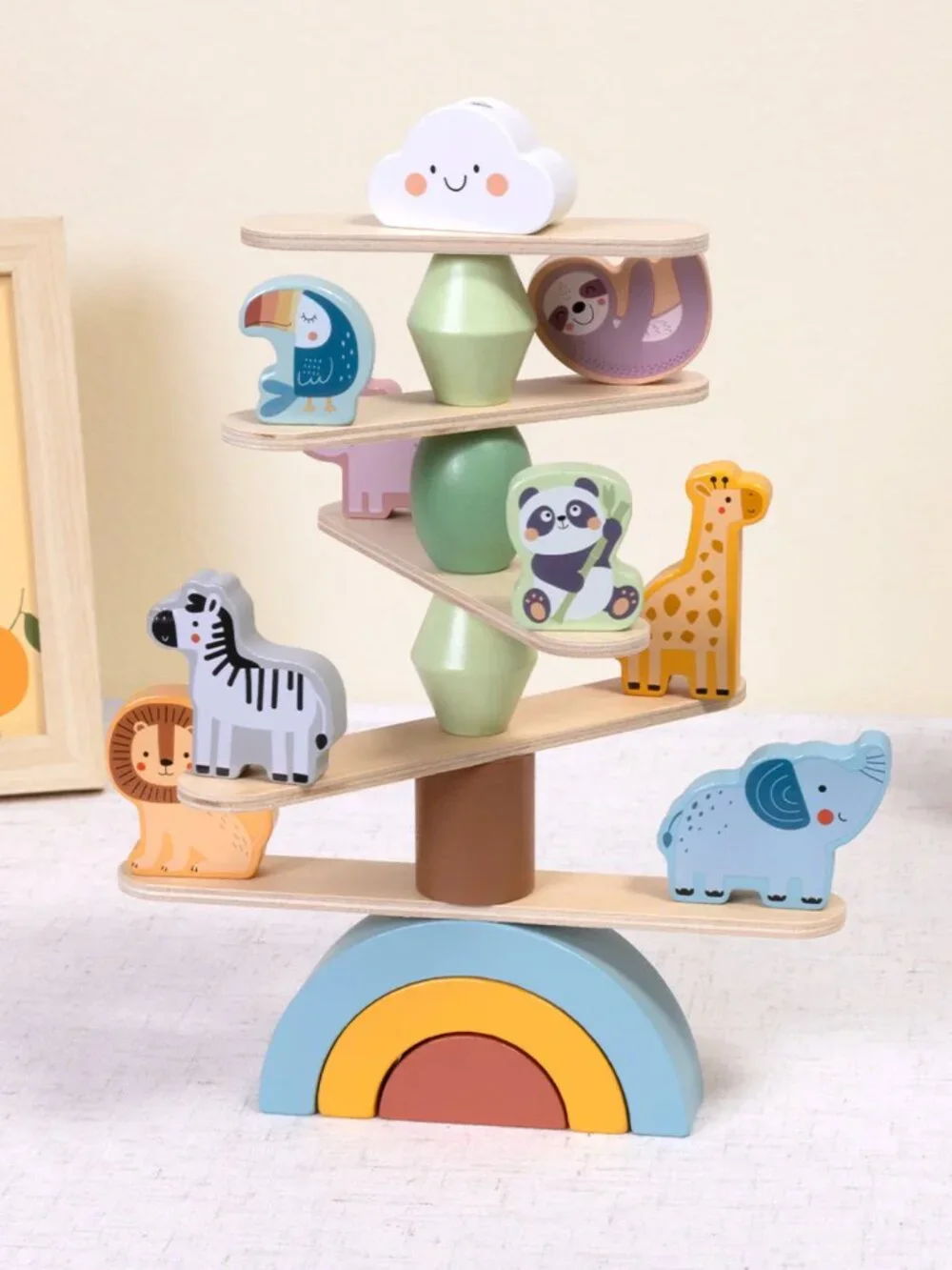 NEW Montessori Wooden Animal Stacking Balance Toy Educational Toddler Gift